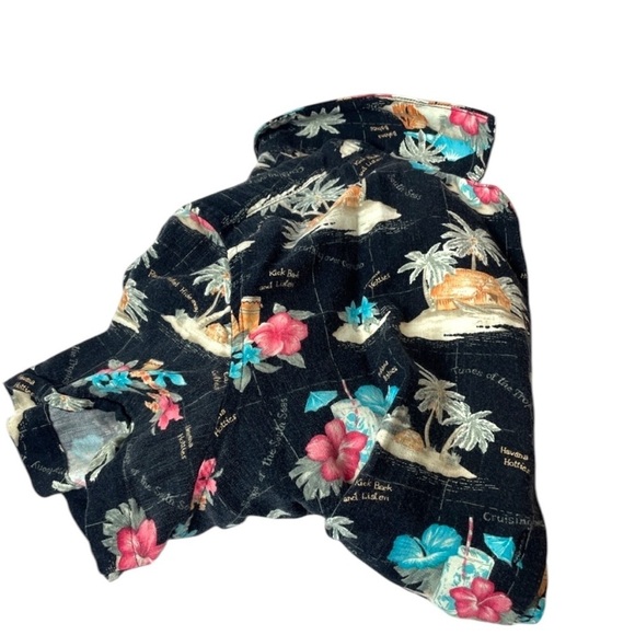 Havana Jacks Cafe Button Up Shirt Hawaiian Vacation Palms & Flowers Vintage - Picture 8 of 9
